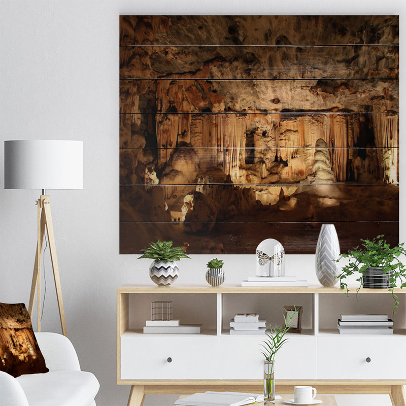 Dark Cango Caves, Afrique du Sud - impression sur bois sans cadre, H 24 po x l 36 po x P 1 po