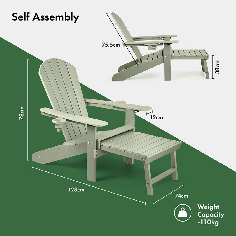 Outdoor Adirondack Chair, Green