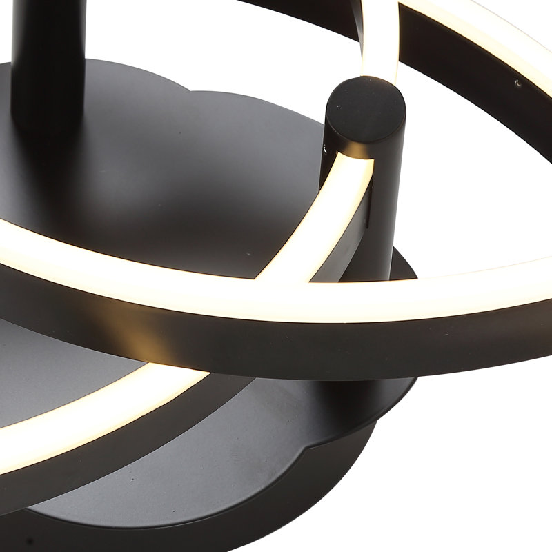 Plafonnier semi-encastré 3 lumières DEL 23,6 po, Noir mat