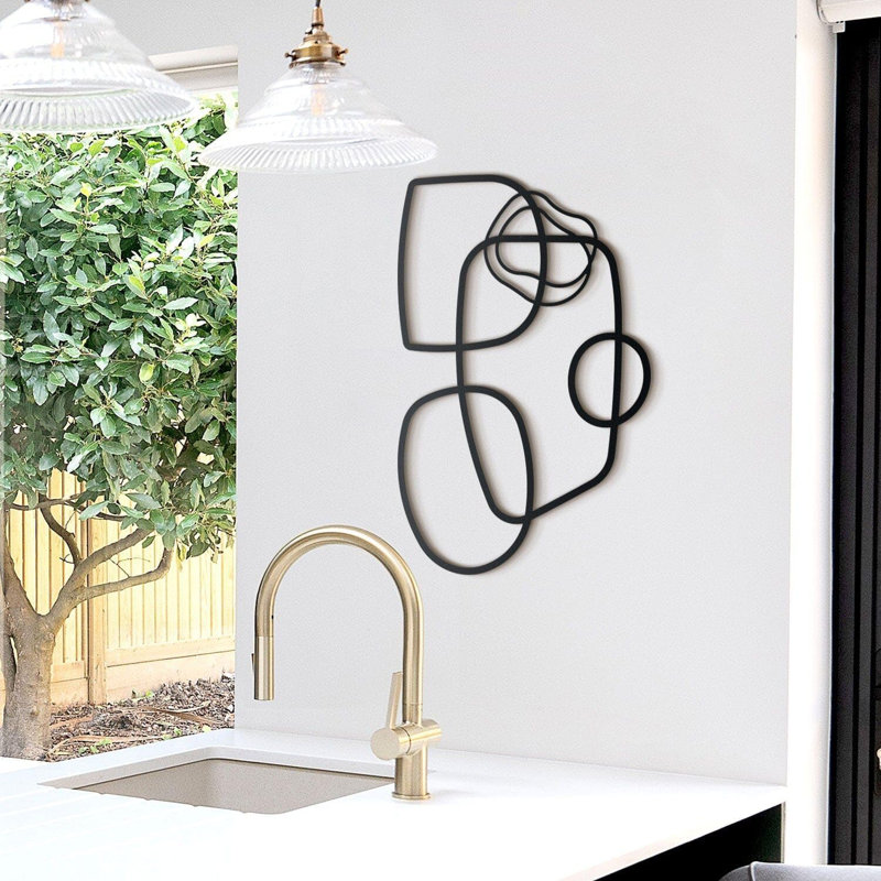 Art mural ligne Astratto minimaliste en métal - Décoration de bureau et salon