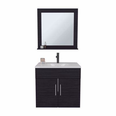 Bathroom Set, Vanity Sink + Mirror, 2 Doors, 1 Shelf, 1 Mirror