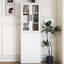 Armoire de rangement H 70,87 ", étagère de rangement multi-fonctionnelle à 4 niveaux et 2 portes en verre, grande bibliothèque moderne en bois