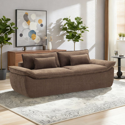 Boneless Boat-Shaped Armless Chenille Sofa, Ready-to-Use Compressed Packaging