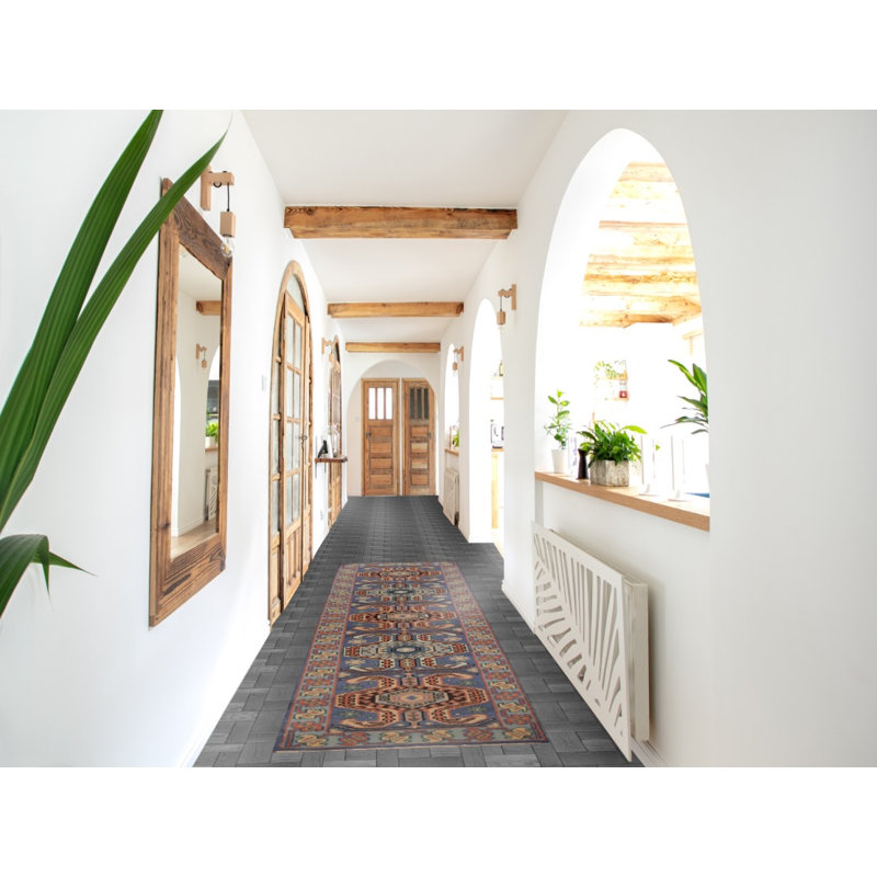 Tapis de couloir bleu Kazak