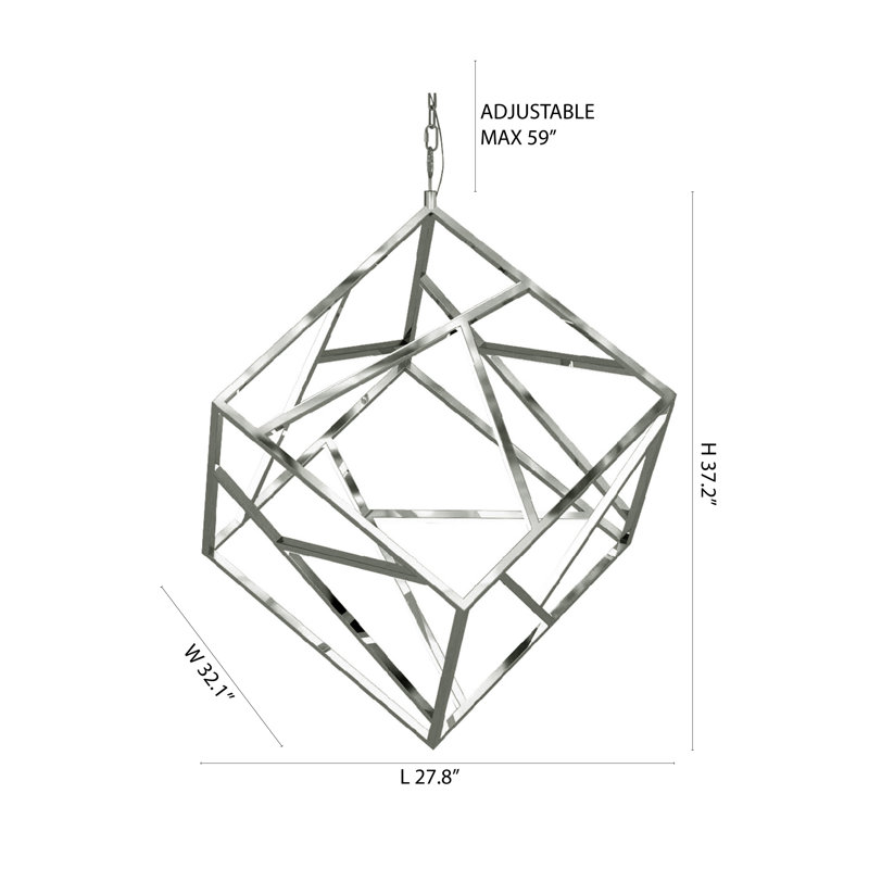 Transitional LED Square Frame Chandelier