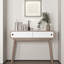 Table d'entrée avec 2 portes coulissantes blanches, console avec espace de rangement et pieds en bois, table de canapé derrière le canapé pour le couloir, salon, couleur naturelle