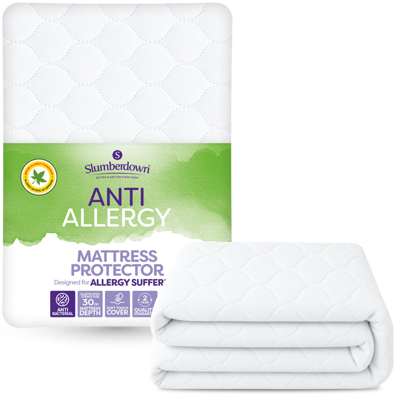Slumberdown Anti Allergy Mattress Protector – Allergy UK Approved Quilted Mattress Cover, Anti-Bacterial & Dust Mite Resistant – Soft Touch, Deep Fit 30cm with Elasticated Straps – Machine Washable
