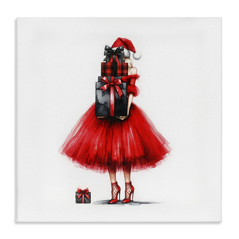 Chic Christmas Gal Canvas Wall Art by Amanda Greenwood, 17" H x 17" W