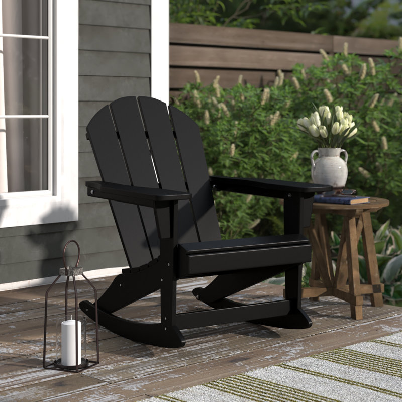Laguna HDPE Rocking Adirondack Chair, Black