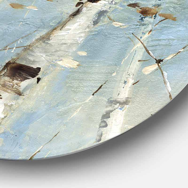 « white bouleau forest i », reproduction d’art sur cercle métallique, H 11 po x l 11 po