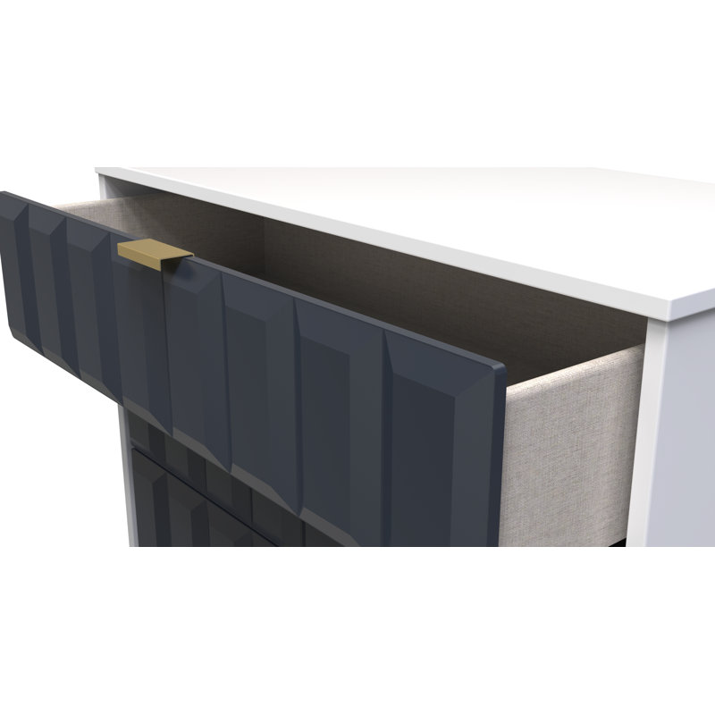 Fully Assembled Alaynia 4 - Drawer Chest of Drawers, Indigo Matt/White