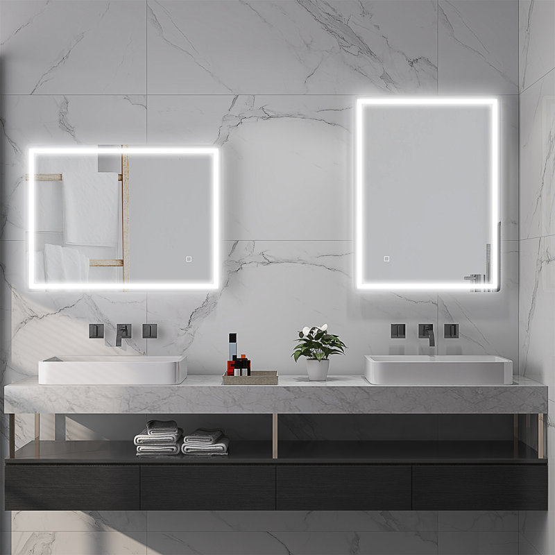 Miroir de salle de bain à intensité variable 36 "x 28" avec lumières HOMcom, 23,5 po x 31,5 po