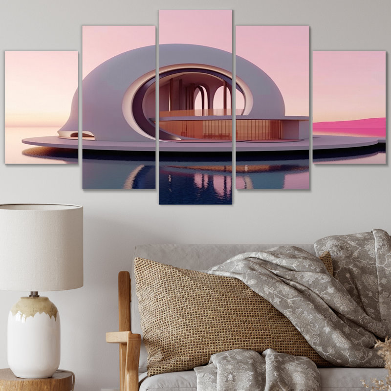 Architectural Grace Futuristic Minimal IV - salon d'art mural architecture futuriste - 5 panneaux