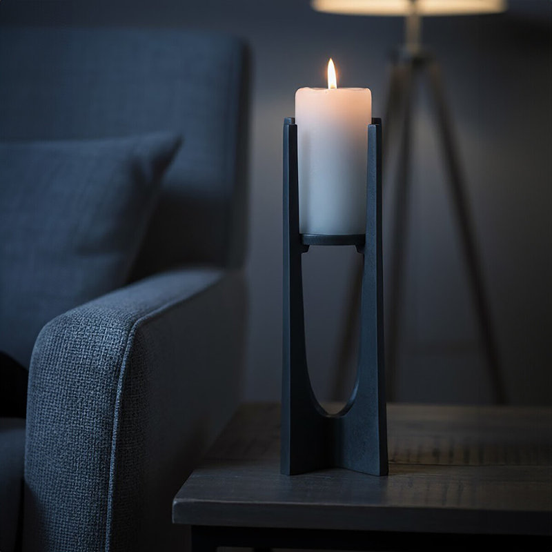 Kamakou Metal Tabletop Tealight Holder, 31cm H x 12cm W x 12cm D, Grey