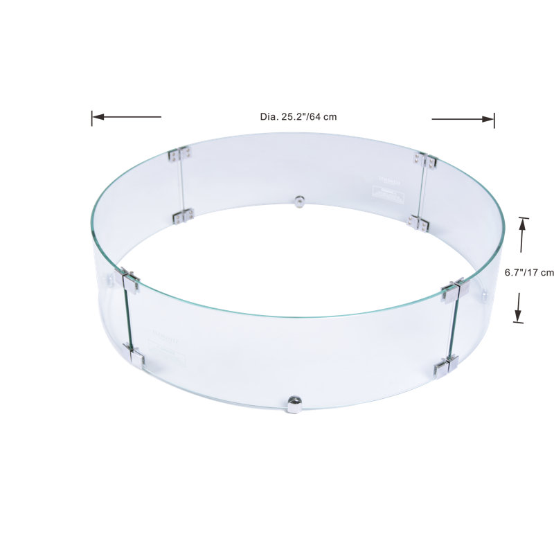 Clear Tempered Glass Round Fire Pit Wind Screen