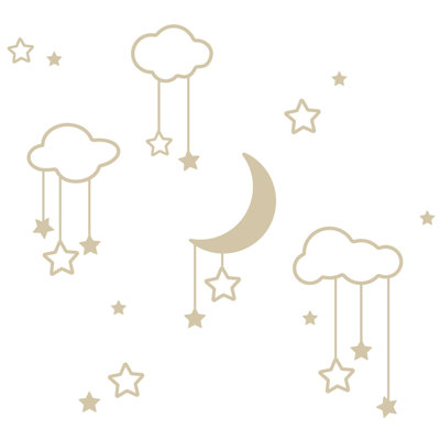 Décalcomanie murale étoiles et nuages lune