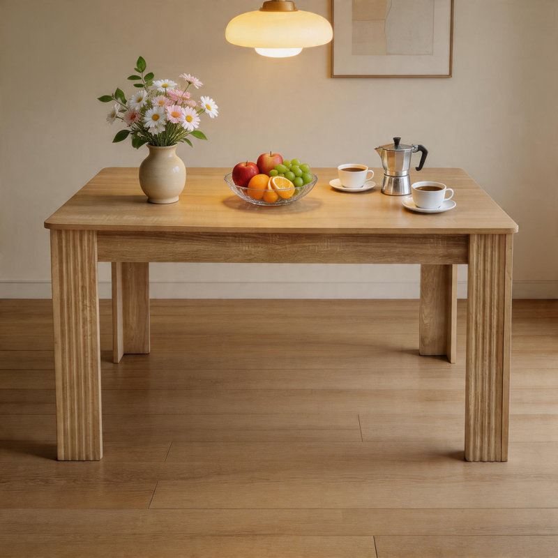 4 Seater MDF Dining Table, Modern Rectangle Wooden Kitchen Dining Room Table, Heavy Duty 130KG Load Small Coffee Table, Easy Assembly Dinner Furniture for Home Kitchen Living Room Cafe Office