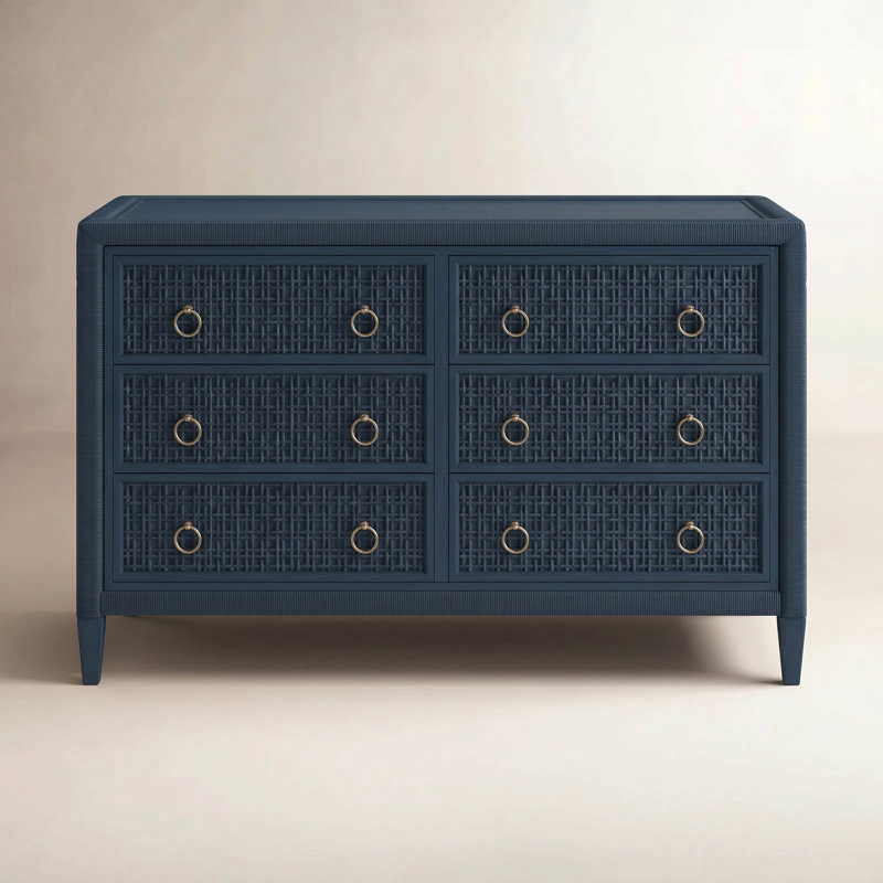 Naples 6 Drawer 54'' W Dresser, Sea Glass, Yes, Satin Nickel