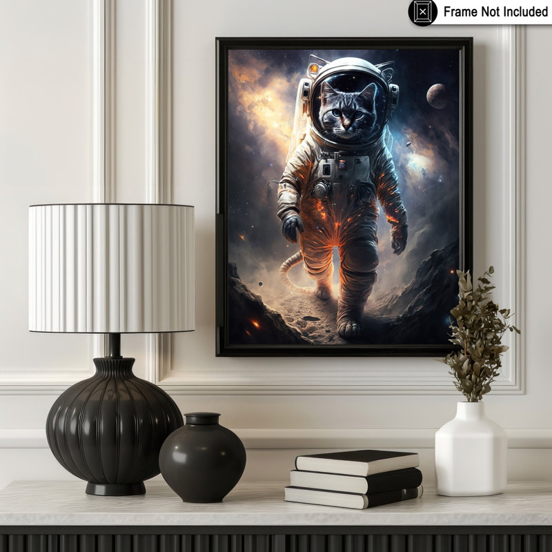 Chat astronaute, Unframed, Poster, 11"H x 14"W