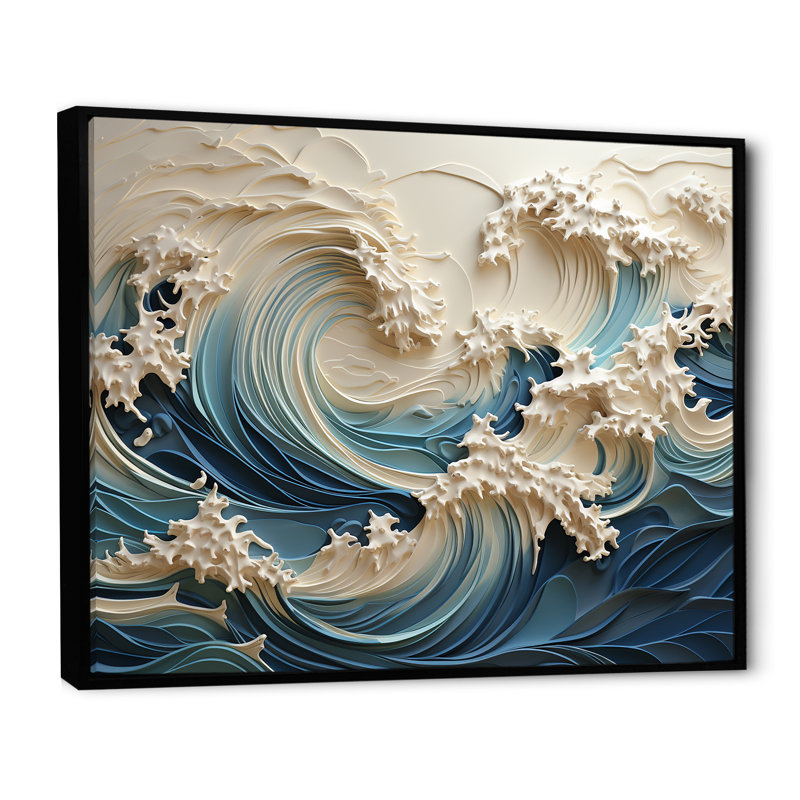 «White and Blue Wave Papercut Style III - Coastal Waves», reproduction d'art sur toile Wave (sans textures)