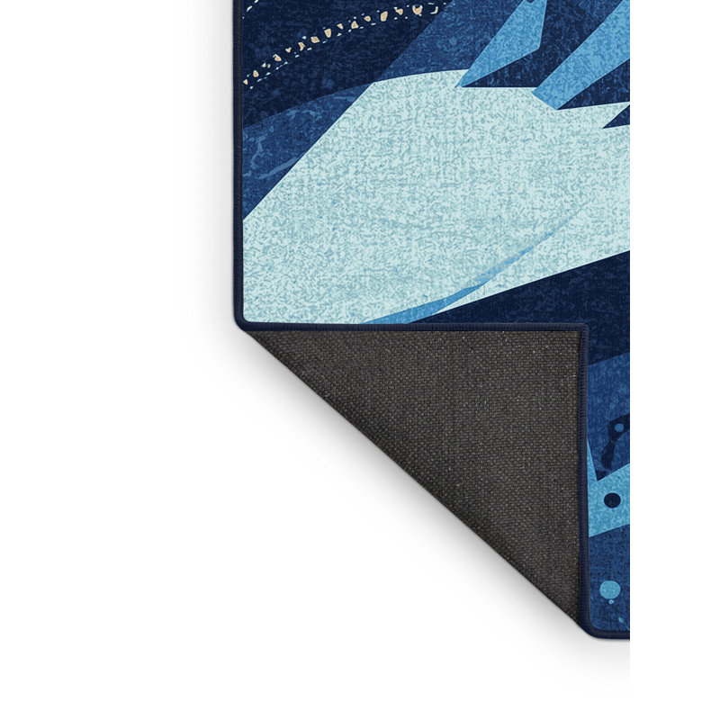 Tapis bleu moelleux et moelleux à motif d'exoplanète Rubio, 3x5
