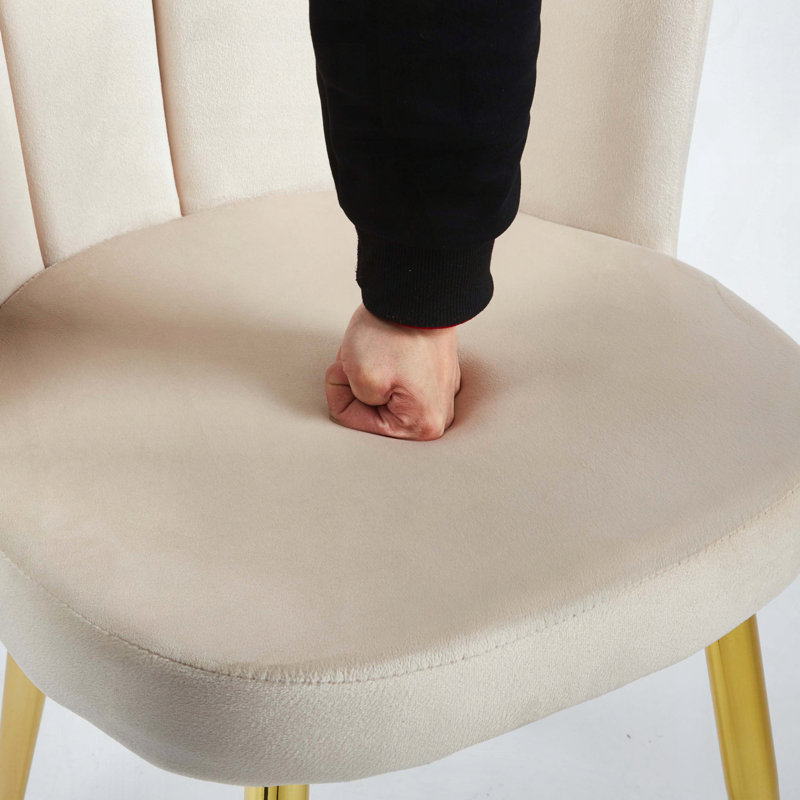 Ensemble de 2 chaises de salle à manger - pieds en métal doré - dossier en velours, Blanc