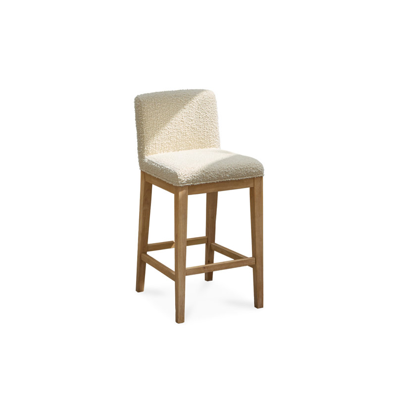 Counter Stool with Solid Wood Frame, Beige