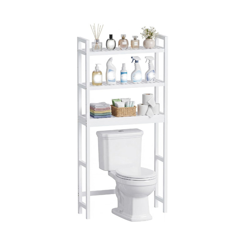 Bamboo Freestanding Over the Toilet Storage, White