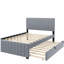 Lit plateforme double en velours avec plateau de rangement simple-121110440
