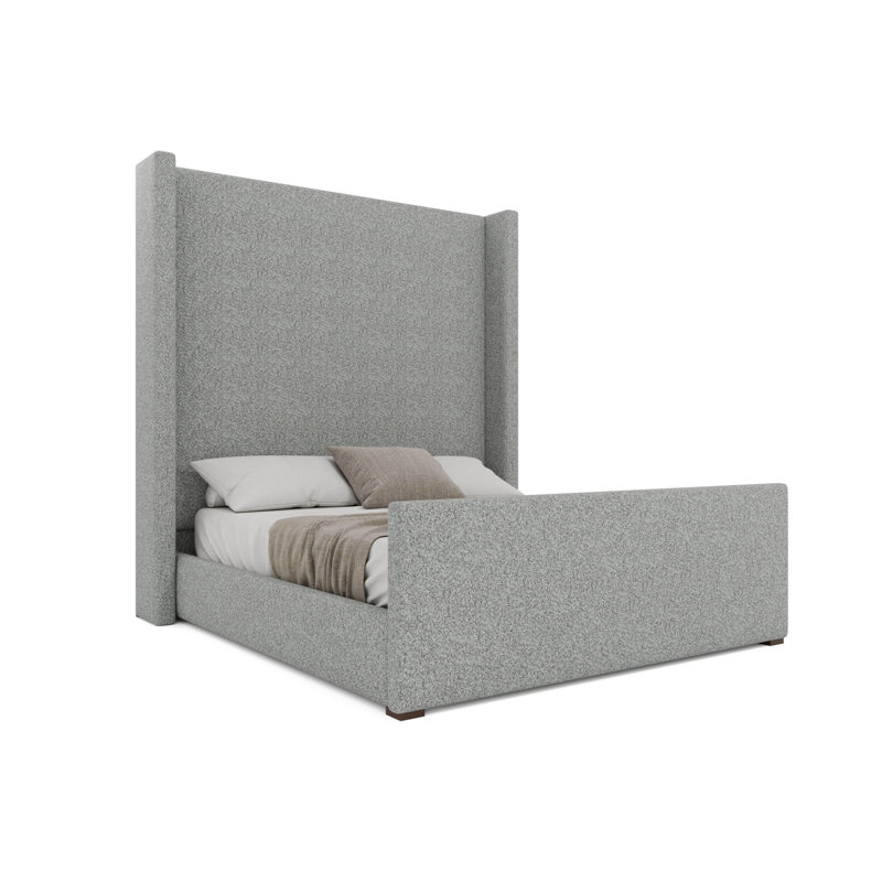 Lit haut Aylet Luxe, Grand lit, Bouclé huître