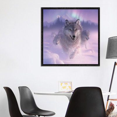 Northern Lights - Running Wolves by Collin Bogle - Print on Canvas