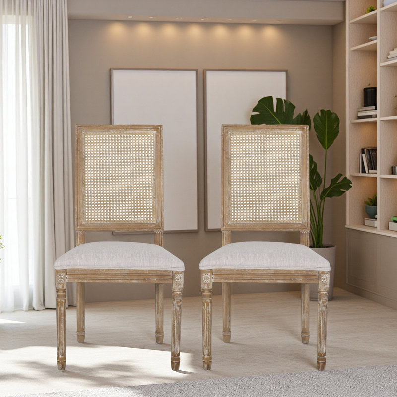 DINING CHAIR, Walnut, Light Gray