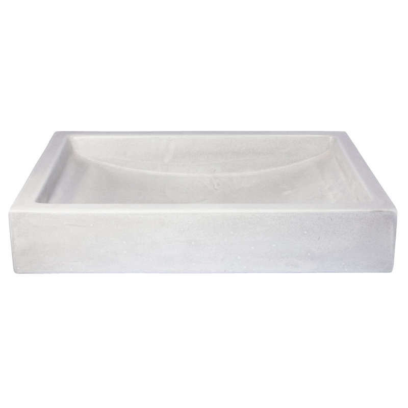 Lavabo de salle de bain vasque rectangulaire fait à la main Shallow Wave, Gris clair