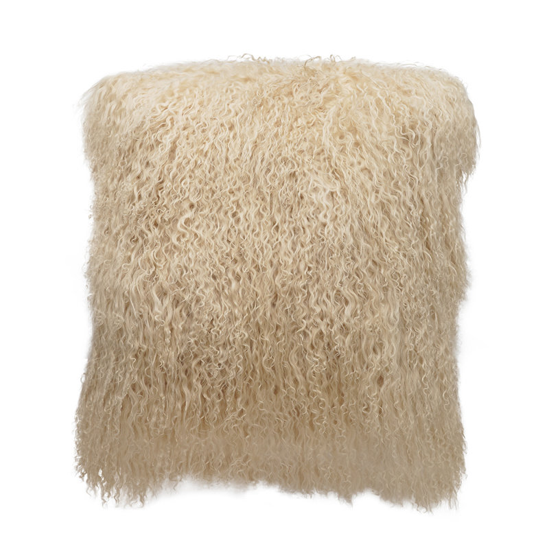 Tibetan Microsuede Throw Pillow, Off White, 20" x 20", Solid Color