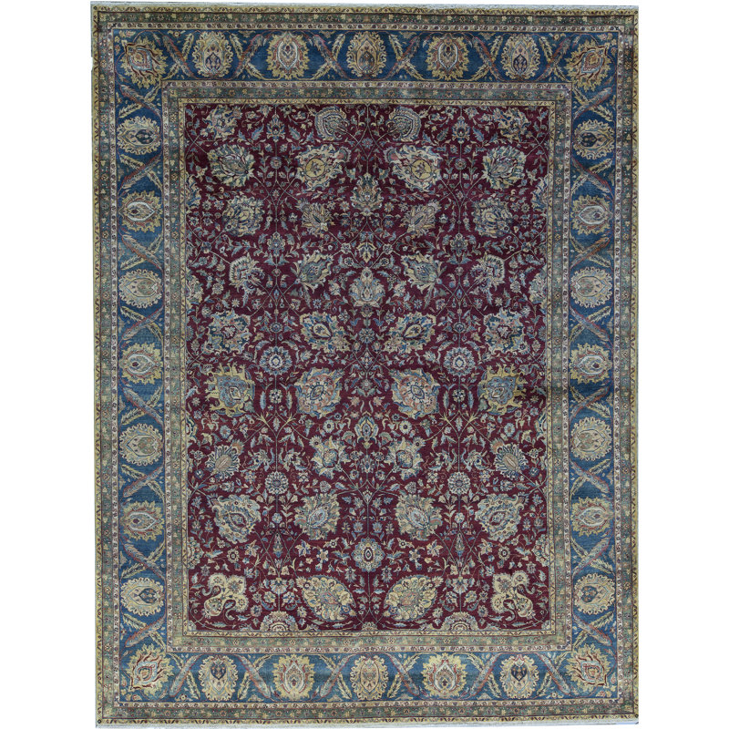 Tapis rouge et crème noué à la main de haute qualité