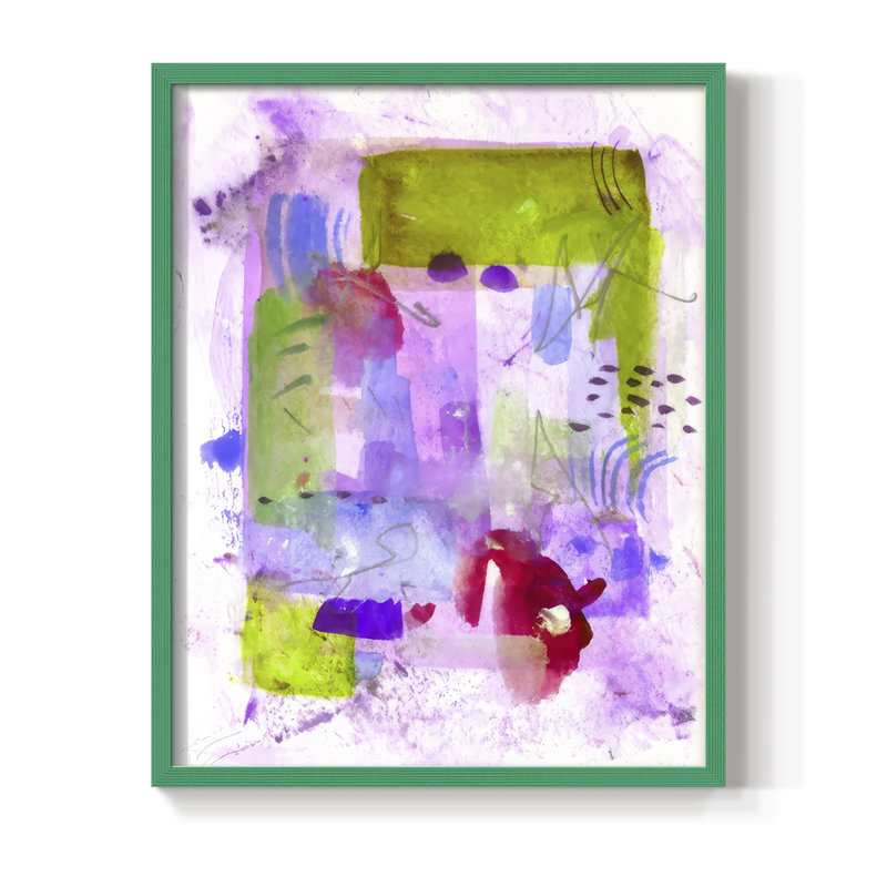 «Grasping The Moment II», reproduction encadrée - bois massif, Vert, H 15 po x l 12 po