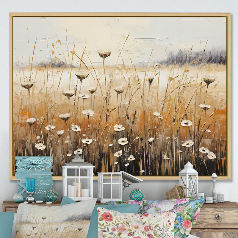 Minimalisme prairie magique II - reproduction sur toile, Cadre naturel flottant, H 16 po x l 32 po x P 1 po