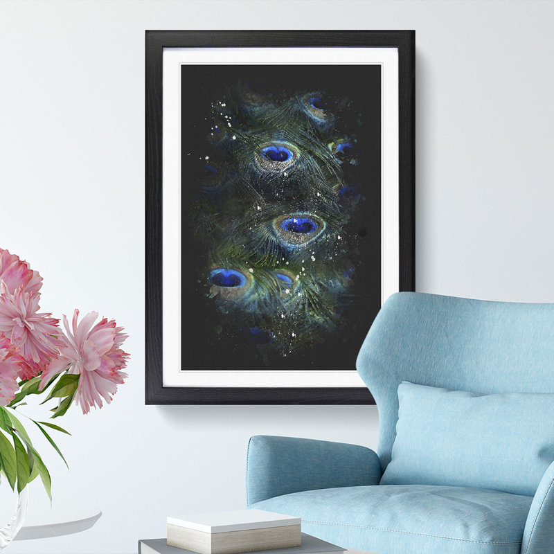 The Feathers of a Peacock - Framed Print, Black Framed, 33cm H x 24cm W x 2cm D
