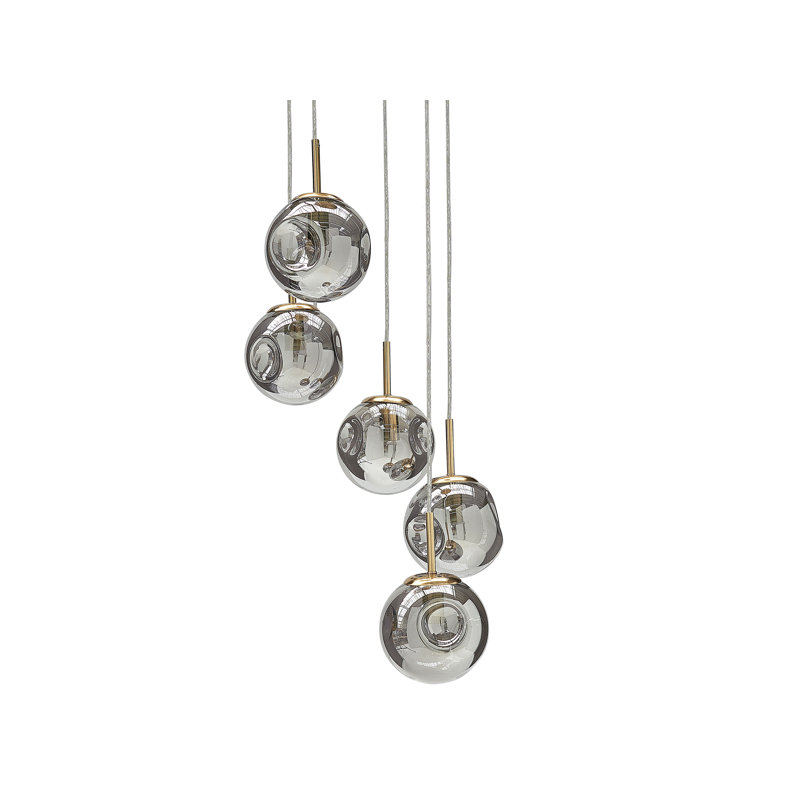 Awbree - Light Transparent/Brass Cluster Pendant, 121cm H x 30cm W x 30cm D, 5
