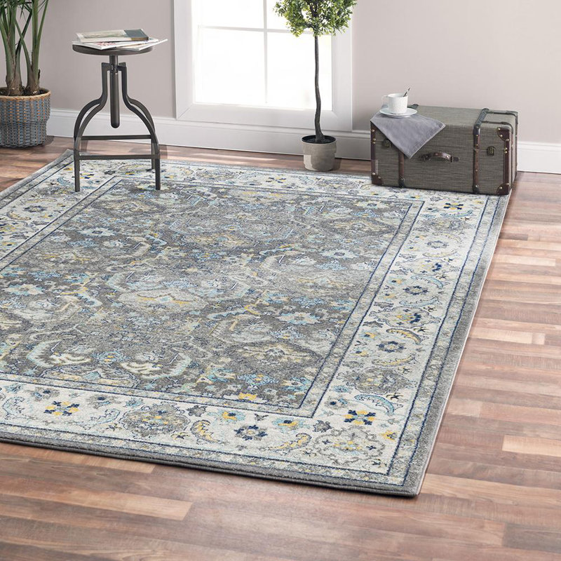 Chelsea Gray Floral Synthetic Rectangular Area Rug