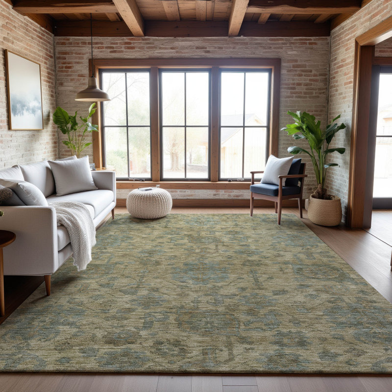 Premium Machine Washable Grafals AMF1105 Damask Rug, Rectangle 10' x 14'