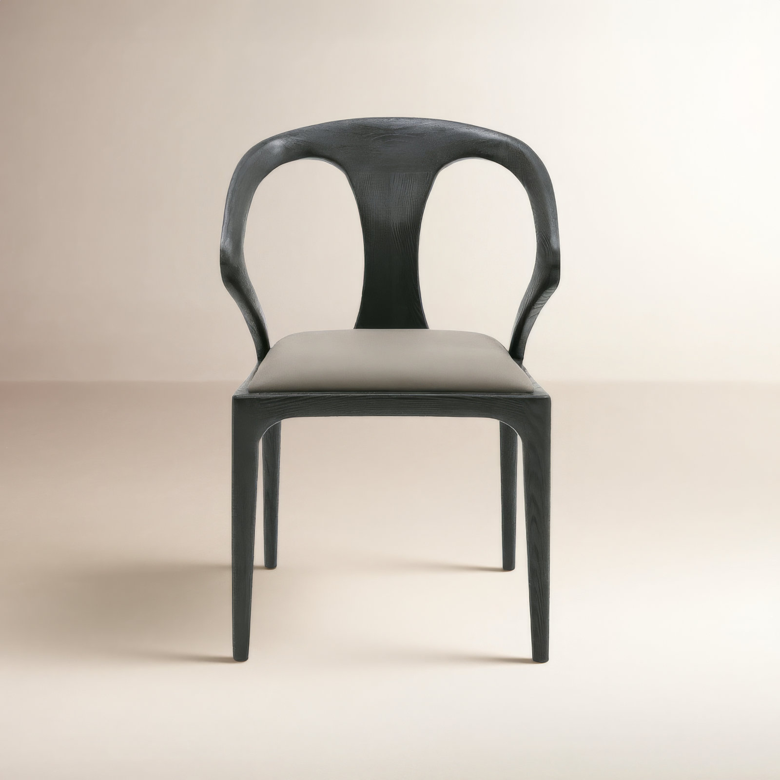 Downham Solid Wood Upholstered Dining Chair, Black Ash, Gray