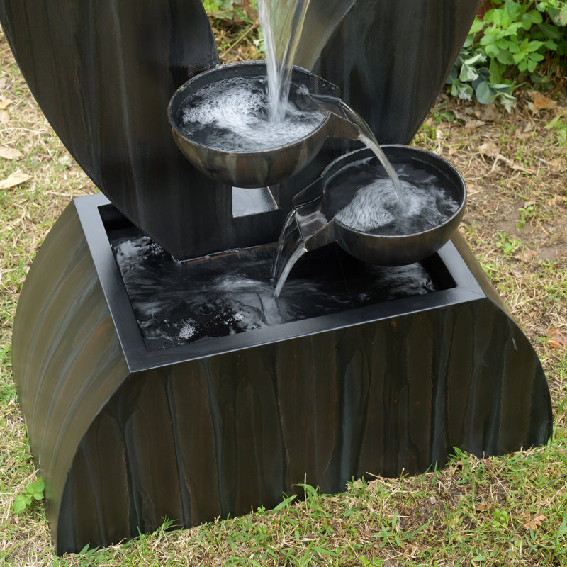 Handcrafted Outdoor Metal Cascade Fountain, Black