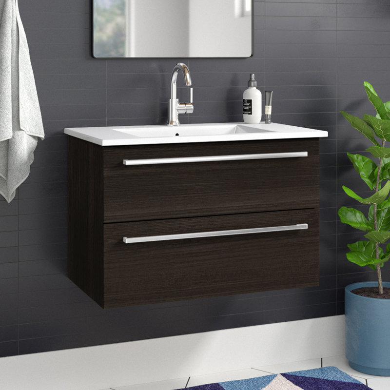 Silhouette 30" Single Sink Bathroom Vanity with Cultured Marble Top, Dark Chocolate