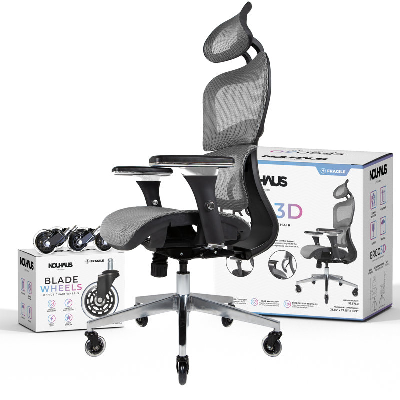 Ergo3D Silver Grey Mesh High Back Ergonomic Office Chair