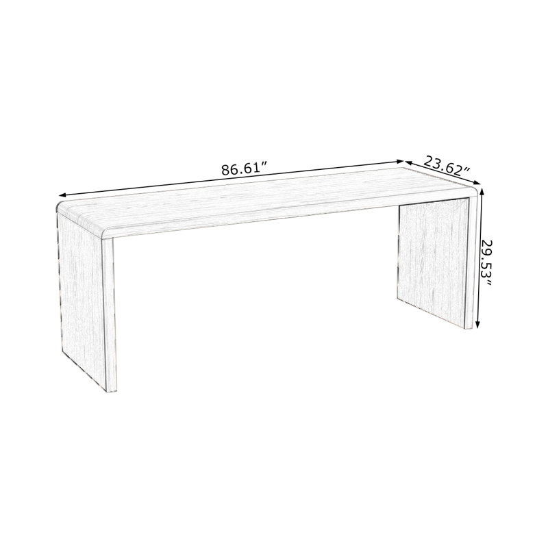 Brown Rectangular Solid Wood desk, 29.53" H x 86.61" W x 23.62" D