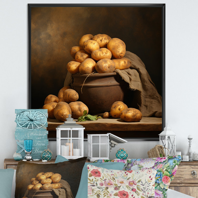 «Potato Amber» sur toile, H 30 po x l 30 po x P 1 po, Cadre flottant noir