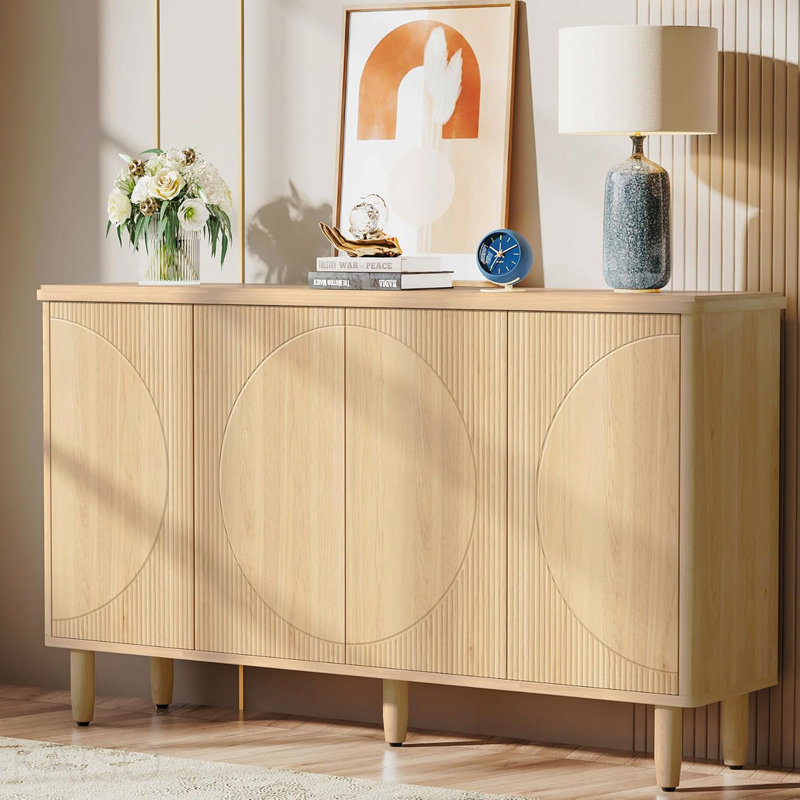 Armoire de rangement 59,74 "en noyer moderne pour buffet, Brun