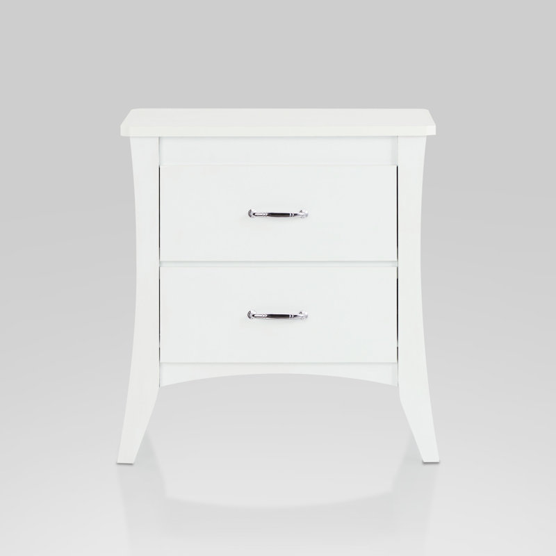 Table de chevet blanche 2 avec rangement spacieux pour une chambre à coucher en bois bien agencée