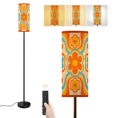 Lampe sur pied Groovy rétro floral ondulé rétro marguerite hippie vagues mode debout moderne avec télécommande interrupteur au pied ampoule abat-jour grand poteau d'angle pour salon chambre bureau